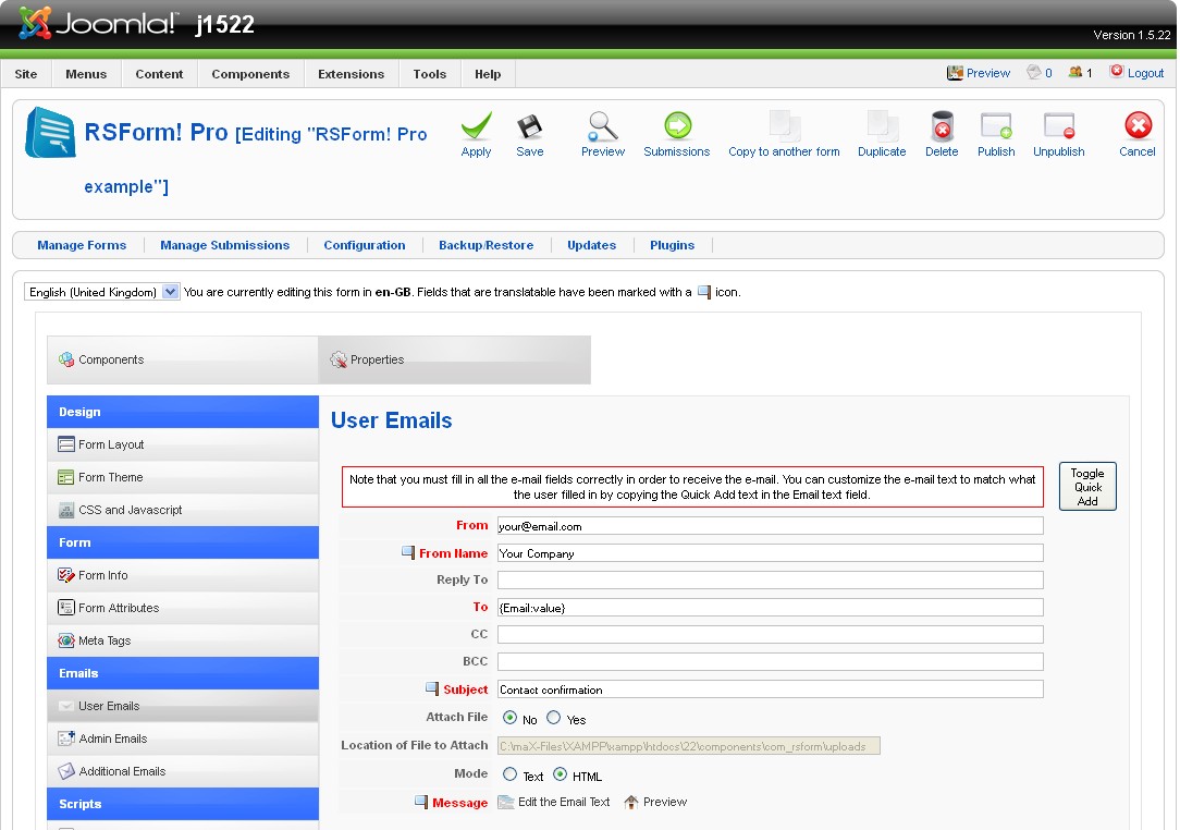 rsform joomla 2.5