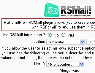 RSform!Pro - RSMail! configuration